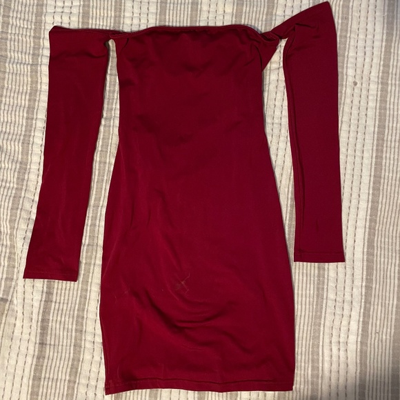 Off the Shoulder Criss Cross Cut Back Dress - Picture 1 of 2